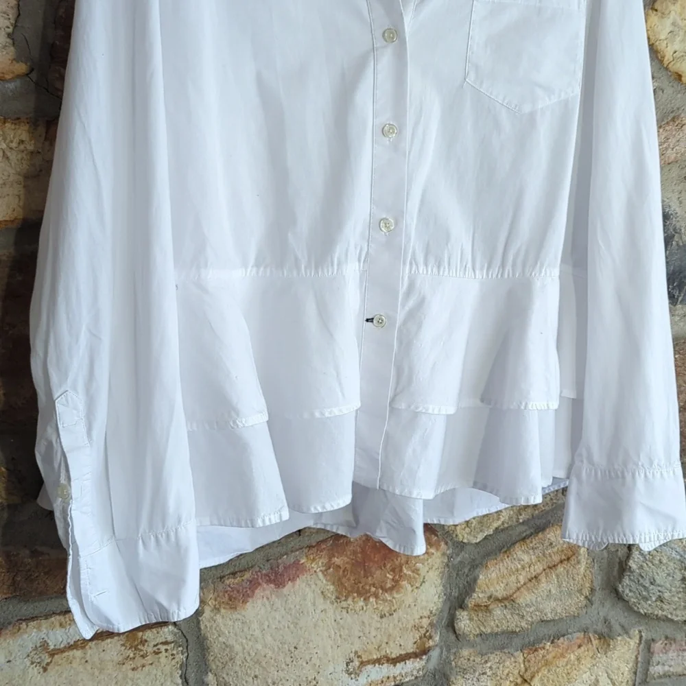 Kate Spade broome Street White Button-Up peplum Shirt